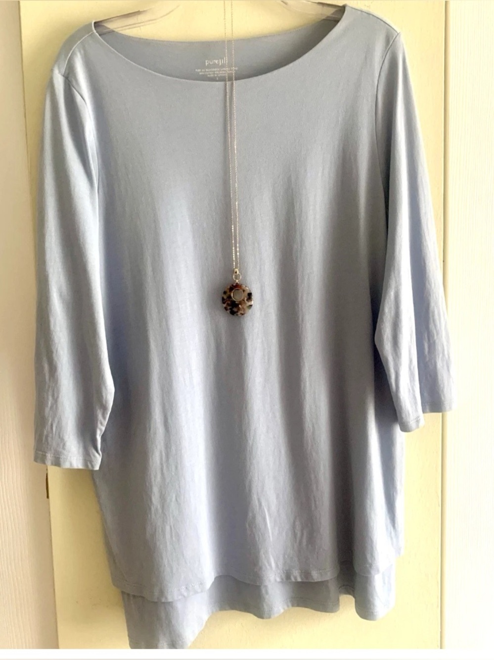 Pure Jill by J. Jill Light Blue Layered Look Cotton Blend Tunic Top Sz L